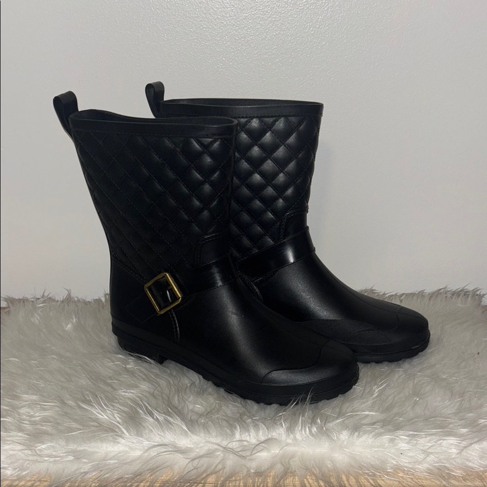 Capelli of New York Black Quilted Rain Boots